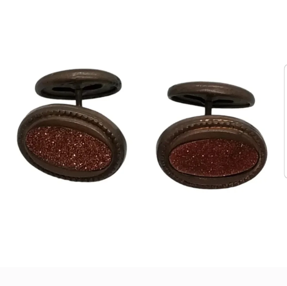 VINTAGE COPPER & SUNSTONE MEN'S CUFFLINKS